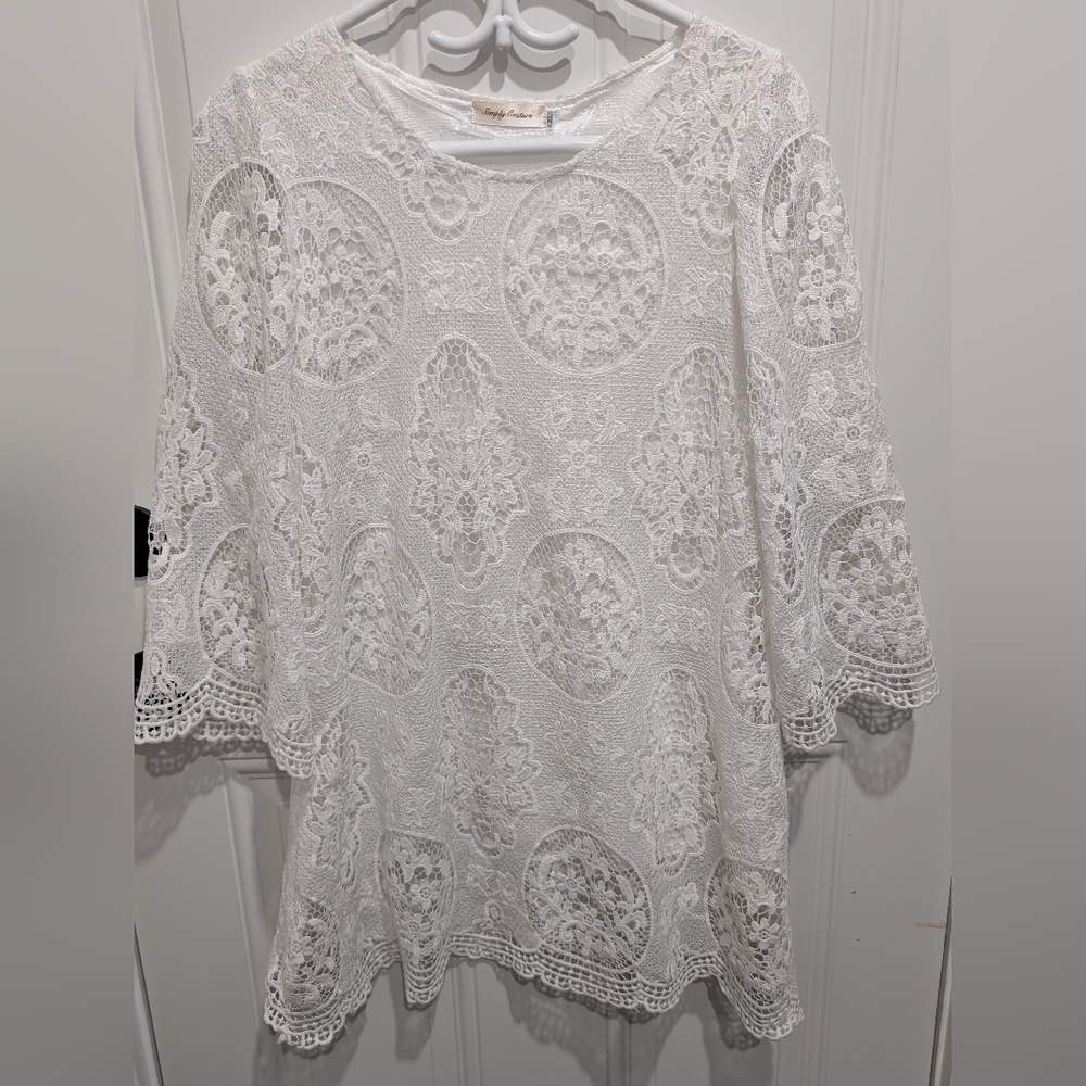 Simply Couture White Lace Dress With Lining XL